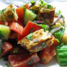 Chopped Halloumi and Vegetable Salad