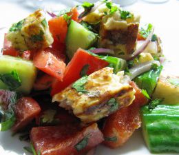 Chopped Halloumi and Vegetable Salad